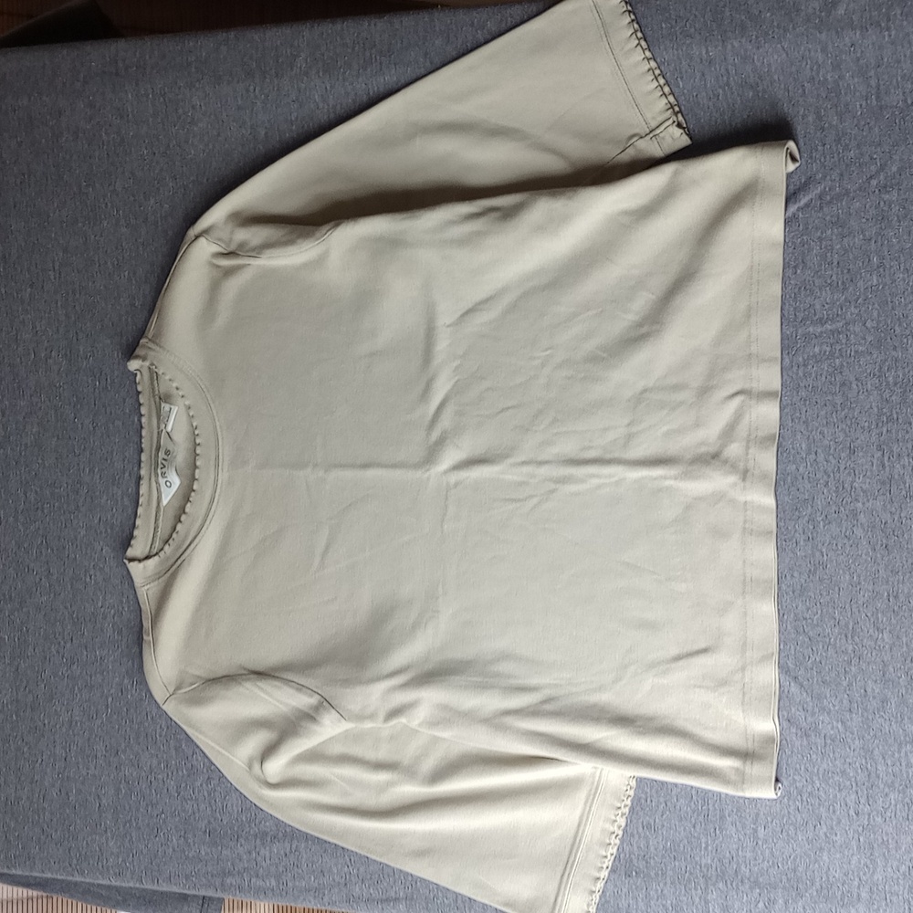 Orvis Crewneck Sweater Women's Large 100% Cotton Cream 3/4 Sleeve